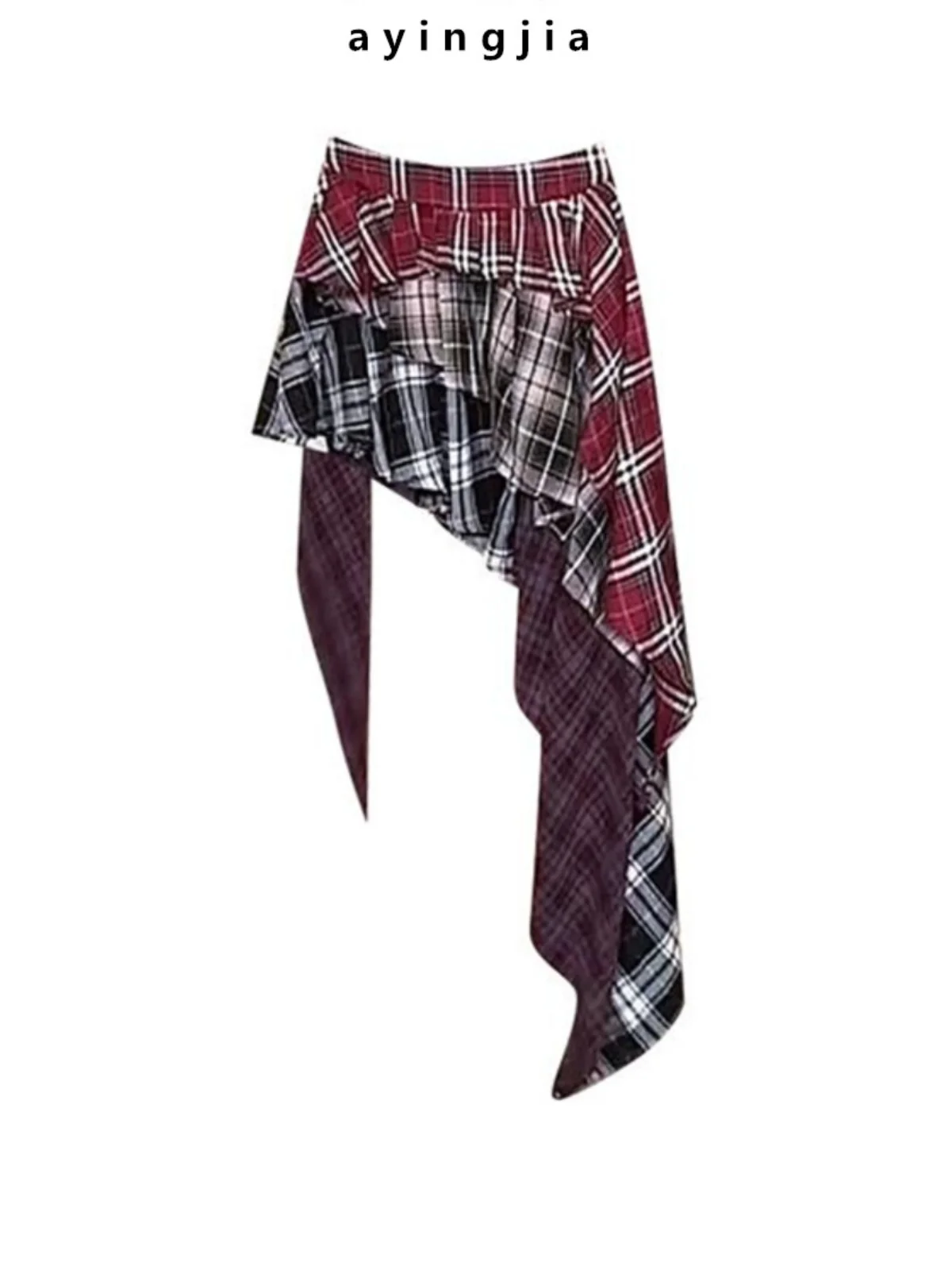 

Rebellious Melody Plaid Skirt for Women Irregular Design Spicy Girl Large Size Summer Commute Sle Hourglass Pear...