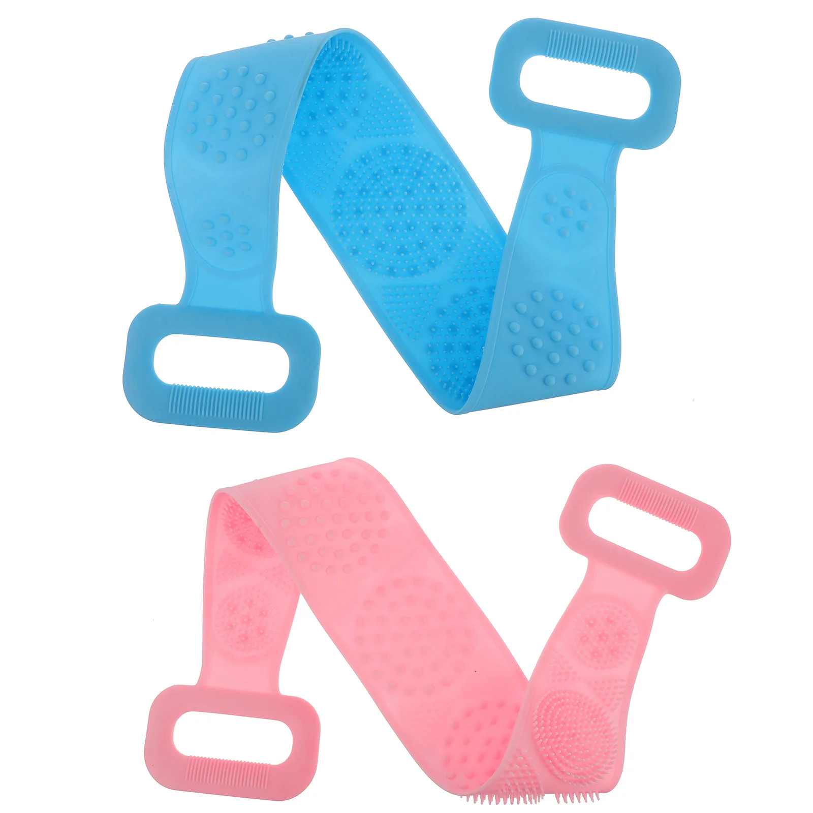 

2Pcs Silicone Exfoliating Bath Strap Shower Towel Long Durable Scrubbing Strap for Body Deep Cleaning Back Neck Shoulders