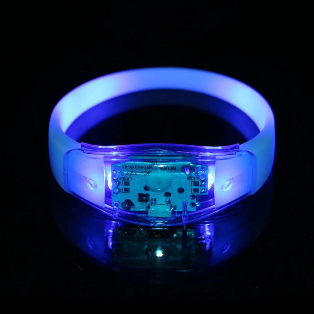 

10pcs Voice Controlled LED Light Bracelets Glow in Dark Night Wristbands Silicone Bangles Luminous Accessories for Parties