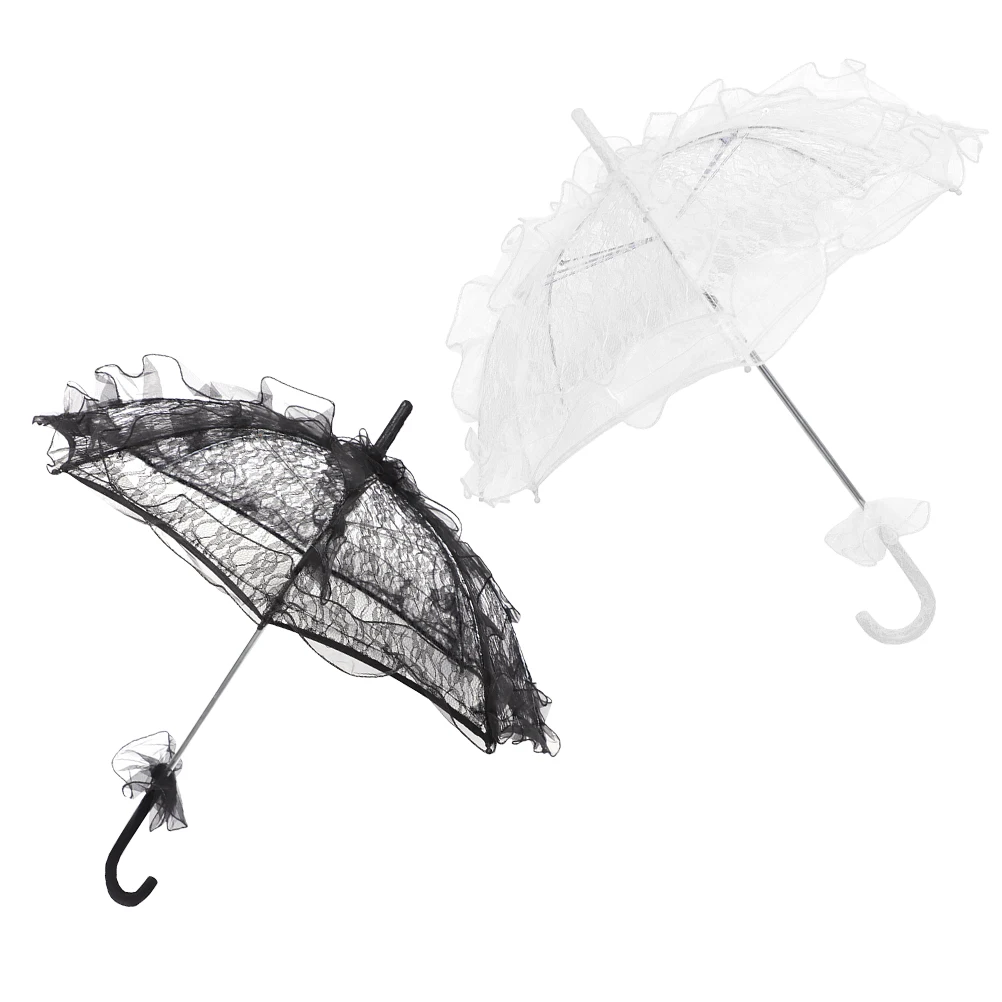 

2 Pcs Wedding Umbrella Parasol Sun Decorative Iron Chinese Bride Vintage Embroidery Tea Party Women