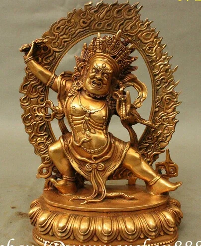 10 INCH Tibet Tantra Bronze Gilt Vajrapani Chana Dorje Wrathful Tutelary Deity Statue