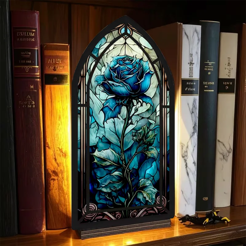 Decoración para rincón de lectura, rosa, adorno de escritorio, candelabro de escritorio, un regalo para los amantes de los libros.