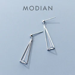 Modian Unique Design Romantic 3D Triangle Drop Earrings for Women Charm Real 925 Sterling Silver Statement Jewelry Gifts