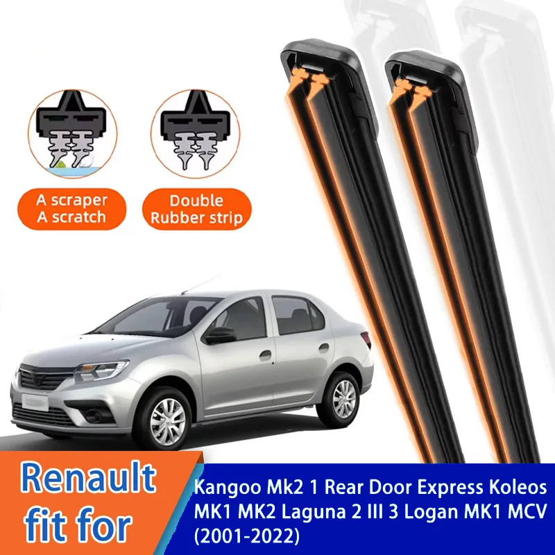 

For Renault Logan MK2 Master Megane MK2 MK3 Modus Grand Front Windscreen Wipers Double Rubber Car Wiper Blades Car Accessories