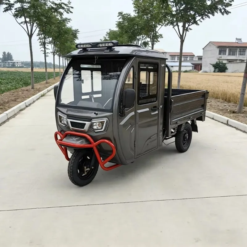 Closed Three-Wheeled Electric Tricycle with 400kg Payload 60V Motor 2-Passenger Capacity 30-50Km/h 50-70km Range