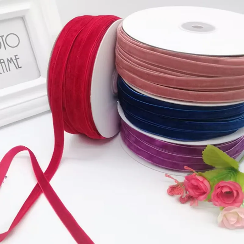 50 Yards 3/8 Zoll (10 mm) Samtband, handgefertigtes Band für Hochzeitsfeiern, Dekorationsband zum Verpacken von Geschenken, DIY-Haarschleifen, Nähen und Basteln