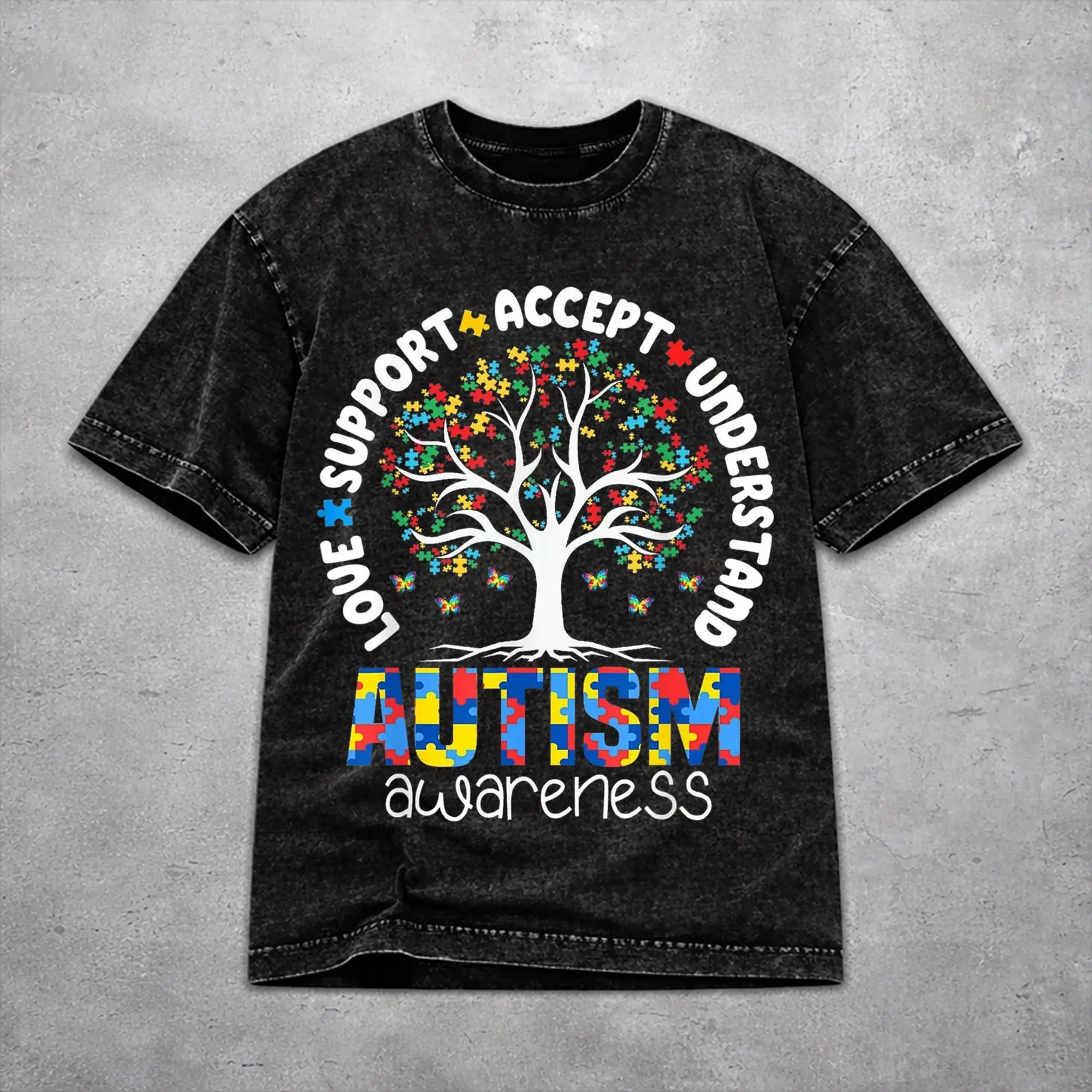 Men Women Wased T-shirts Autism Awareness Respect Love Support  Printed Shirt Outfit High Street  Tee Shirt