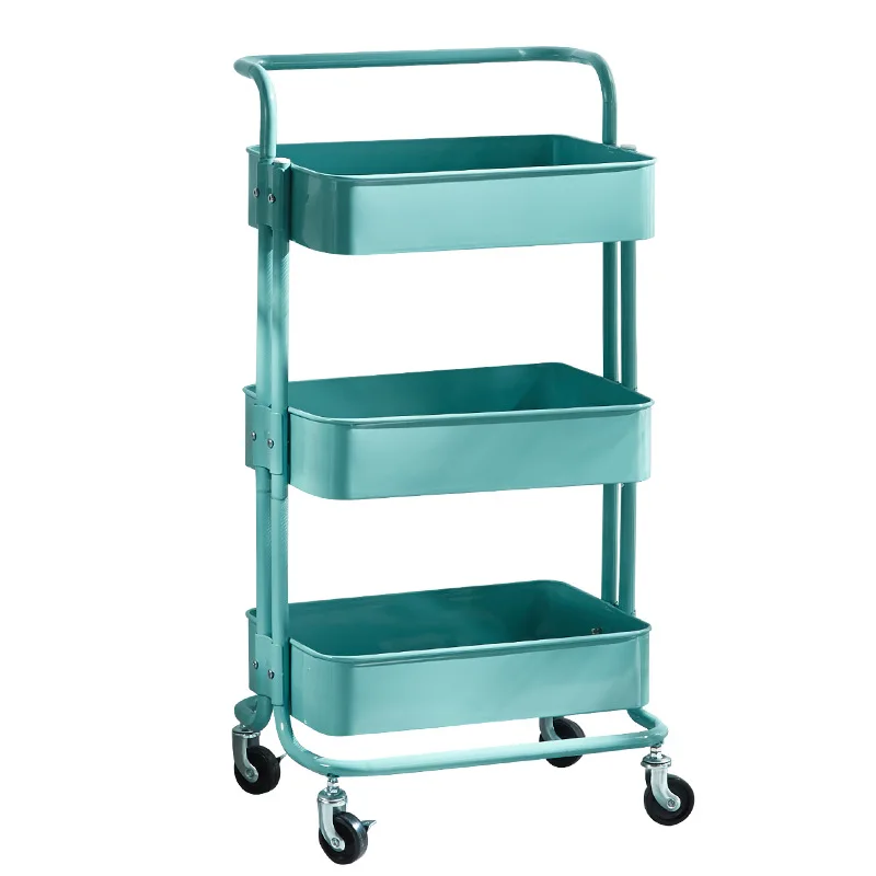 3 Tier Metal Rolling Storage Rack Organizer Bathroom Trolley Mesh Home Organizer Kitchen Utility Cart