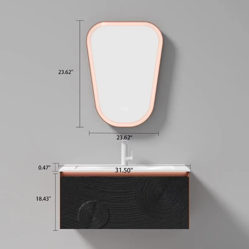 

New black bathroom vanity modern waterproof bathroom cabinet vanity with sink and mirror