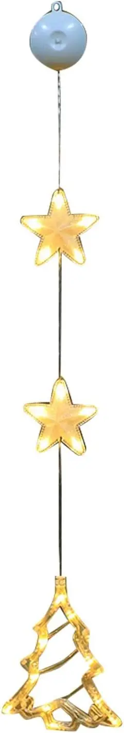 

1 PC Battery-Operated LED Window Lights with Suction Cups, Santa Snowman Christmas Decor, Indoor Hanging String Lights for