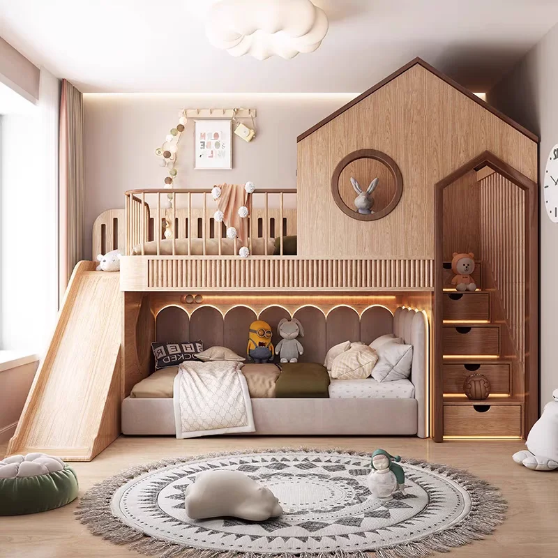 سرير أطفال عادي للتخزين قابل للتوسيع بتصميم أبيض عادي سرير أطفال للأميرة حديث فردي مخصص مضاء لصب أثاث الأطفال المنزلي #2