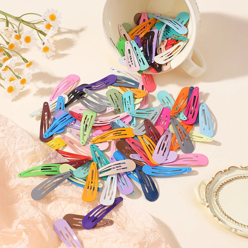 

30/100pcs Y2K random color BB Hair Clips Set Girls Baking Lacquer Water Drops Hairgrip Barrettes Princess Hair Accessories