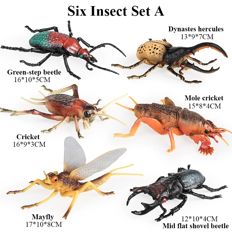 Oenux Nieuwe Insecten Dieren Set Actiefiguren Bos Vlinder Bee Spider Lieveheersbeestje Bidsprinkhaan Model Beeldjes Kinderen Onderwijs Gift Speelgoed