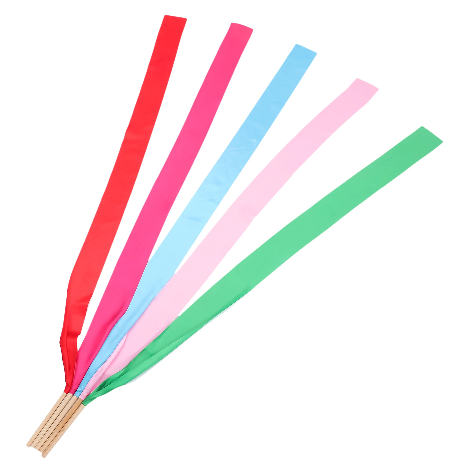 

5pcs Gymnastics Artistic Dancing Accessories Ribbons 150cmx10cm Wooden Sticks Mixed Colors Flexible Ideal for Performances