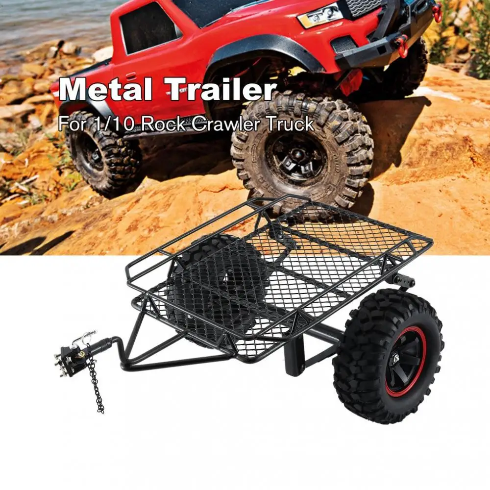 1:10 Scale Climbing Car Modified Simulation Trailer D90 Scx10 Trx4 Diy Metal Small Trailer Bucket With 2 Tires For Rc Crawler