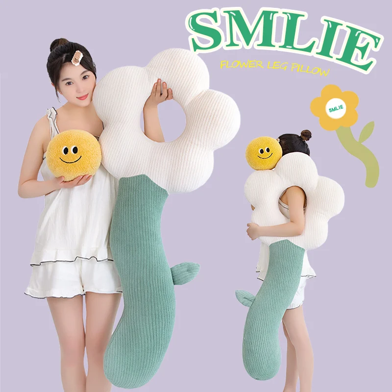 Oreiller en peluche Smiley Face Flower, bande de couleur ange, beurre, super doux, décoration d'intérieur pour accompagner le sommeil, haute qualité