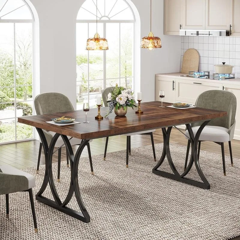 Industrial Dining Table for 6 People, Rectangle Kitchen Table Dinner Table for Dinning Room, Kitchen (Not with Chair)