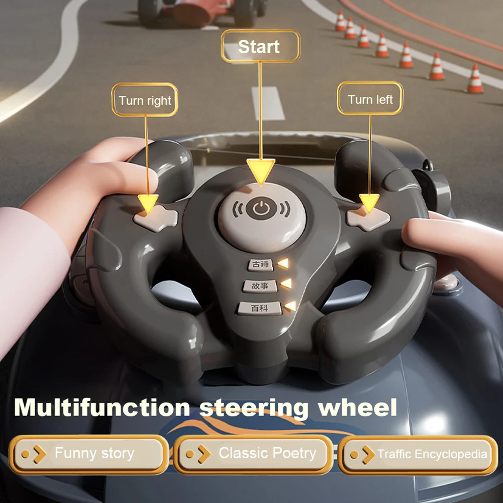 Driving Simulator with Music & Vehicle Sound Effects Interactive Simulation Driving Steering Wheel Toy Car Racing Adventure Game