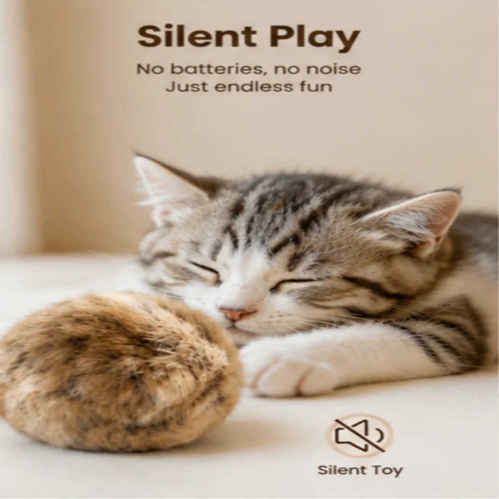 Rabbit Fur Ball Cat Toy Soft Plush Interactive Silent Bite-Resistant Kitten Play Ball 1/2/3 Pack For Cats Kittens Pet Supplies