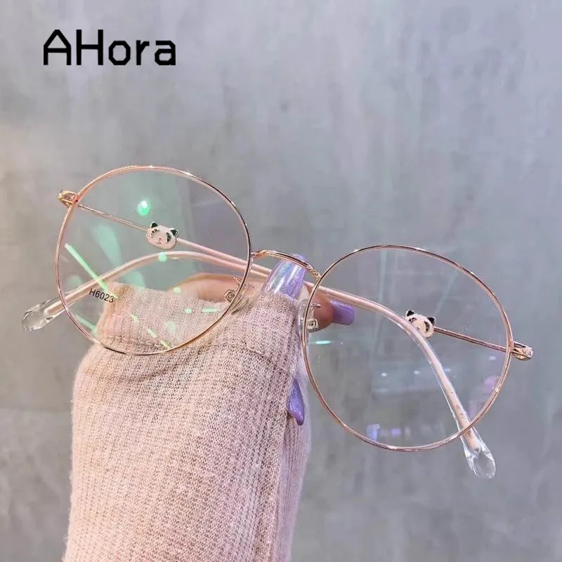 Ahora Round Finished Myopia Glasses Cute Panda Of Chinese Optical Sepectacle Alloy Nearsighted Eyeglasses Unisex