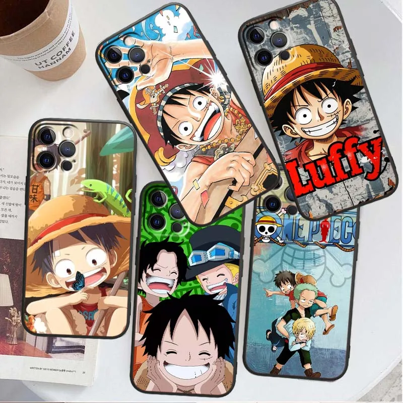 

One Piece Luffy Ace Illustration For Apple iPhone 17 16 16E 15 14 13 12 11 Pro Max Plus Black Soft Silicone Phone Case