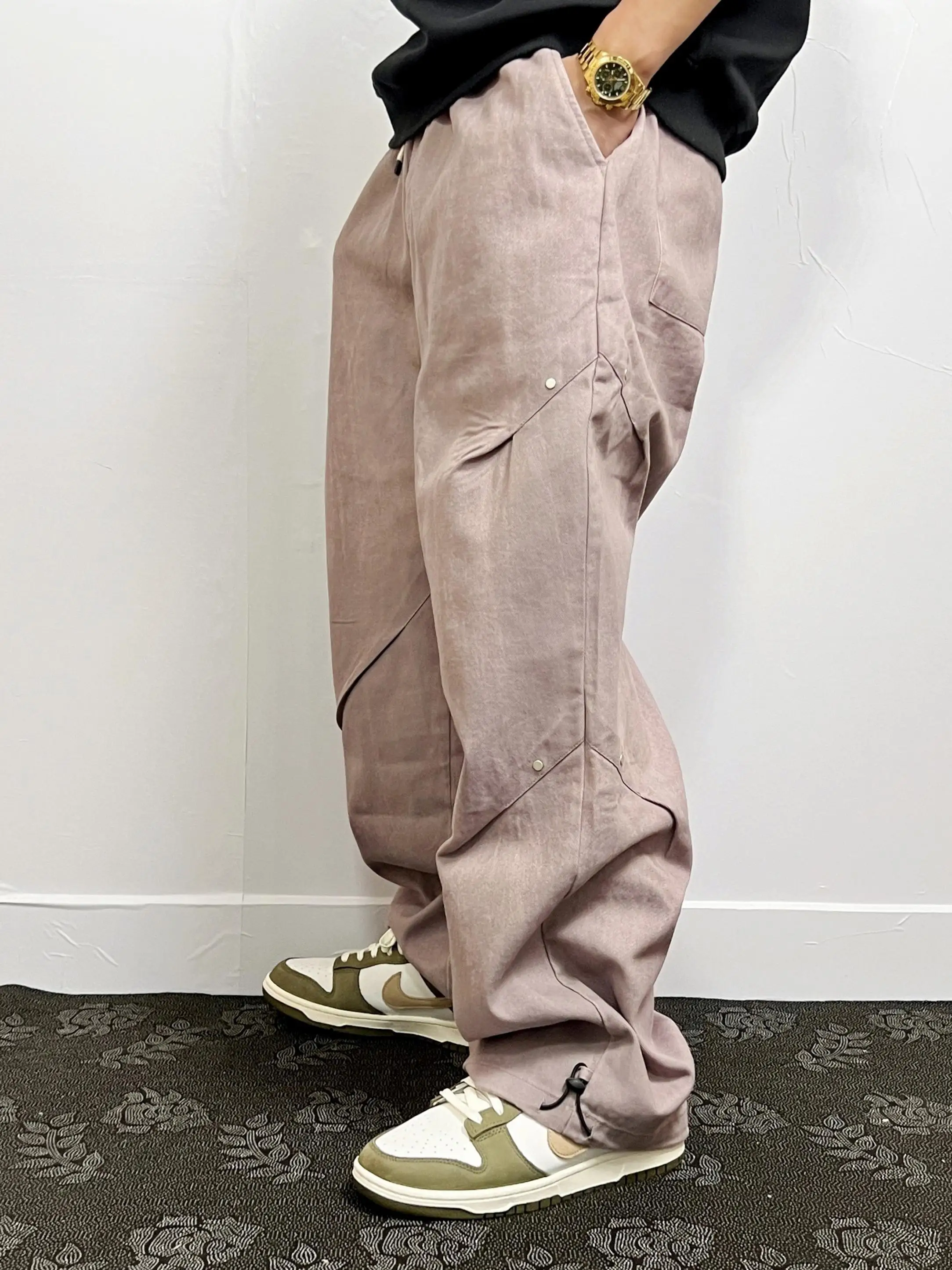 

Американский ретро плиссированный дизайн повседневные брюки мужские свободные прямые широкие брюки рабочая одежда длинные брюки весна осень модный бренд