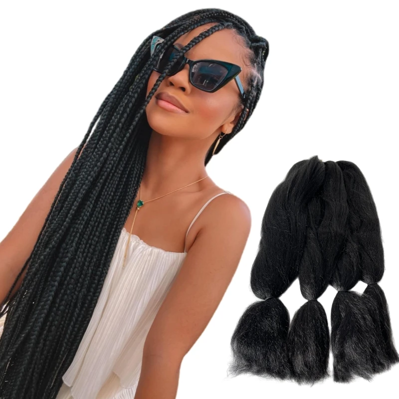 12 Packs A Lot Synthetic Hair Bulk Black Color Jumbo Braids Hair Extensions for Box Braiding Black Woman