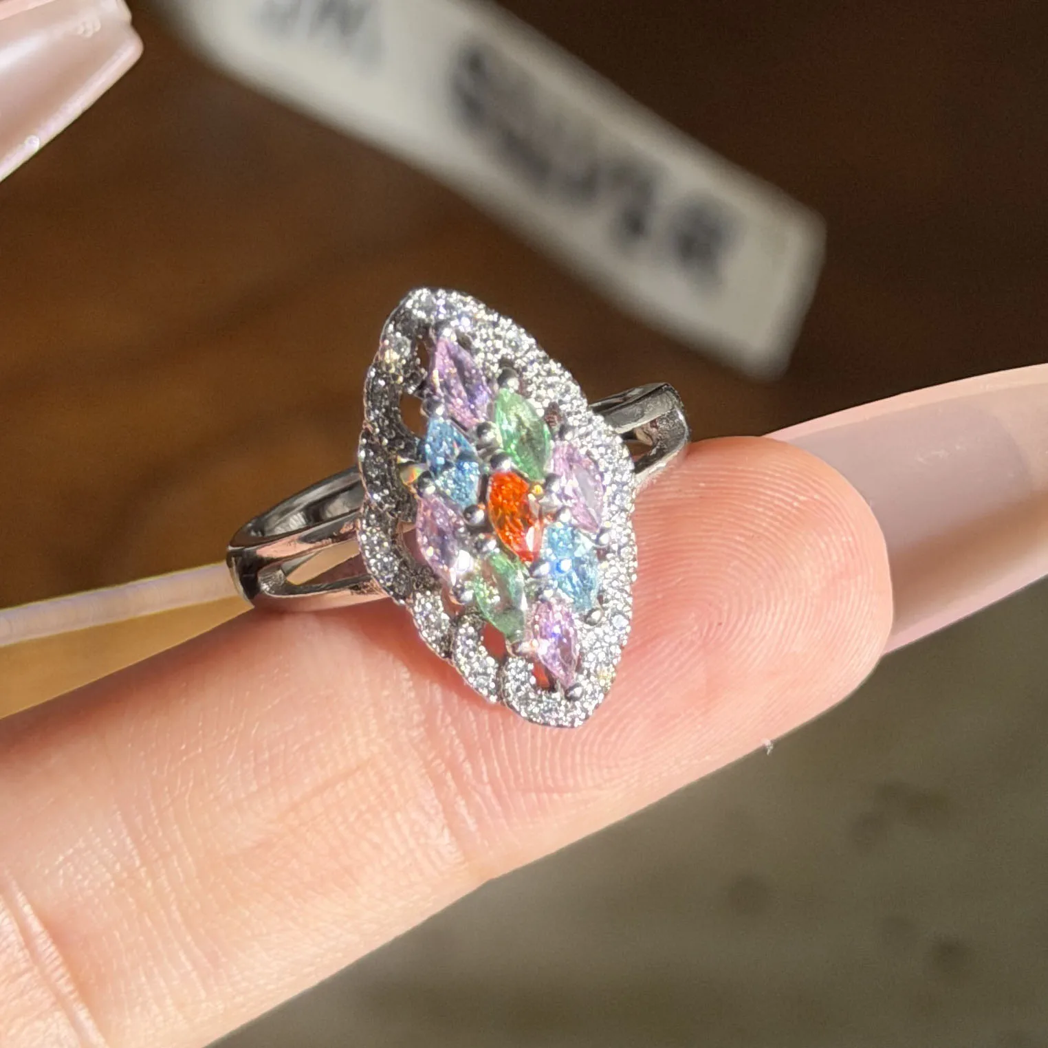 BF CLUB 925 Sterling Silver Ring For Women Jewelry Colorful CZ Open Vintage Handmade Ring Allergy For Party Birthday Gift