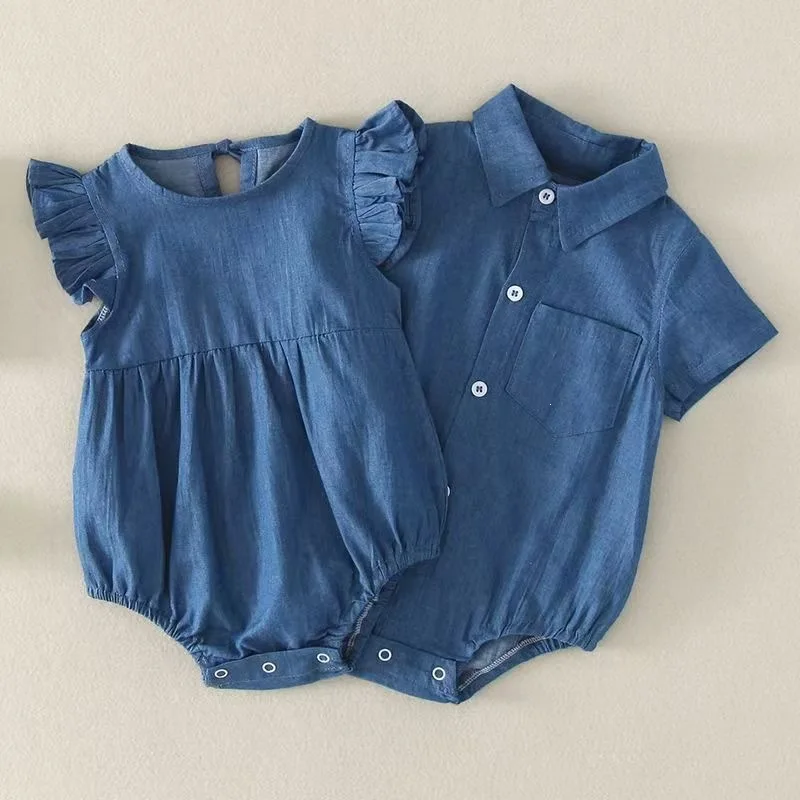 Baby Clothes Summer Clothes for Baby Girls Summer Jumpsuit Clothes Cute and Fashion Kids Blue Rompers