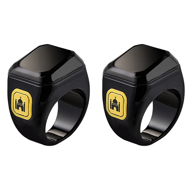 ELECT-2X Smart Ring Bluetooth Electronic Finger Counter Worship Time Reminder Count Prayer Finger Ring Counter 18Mm Black