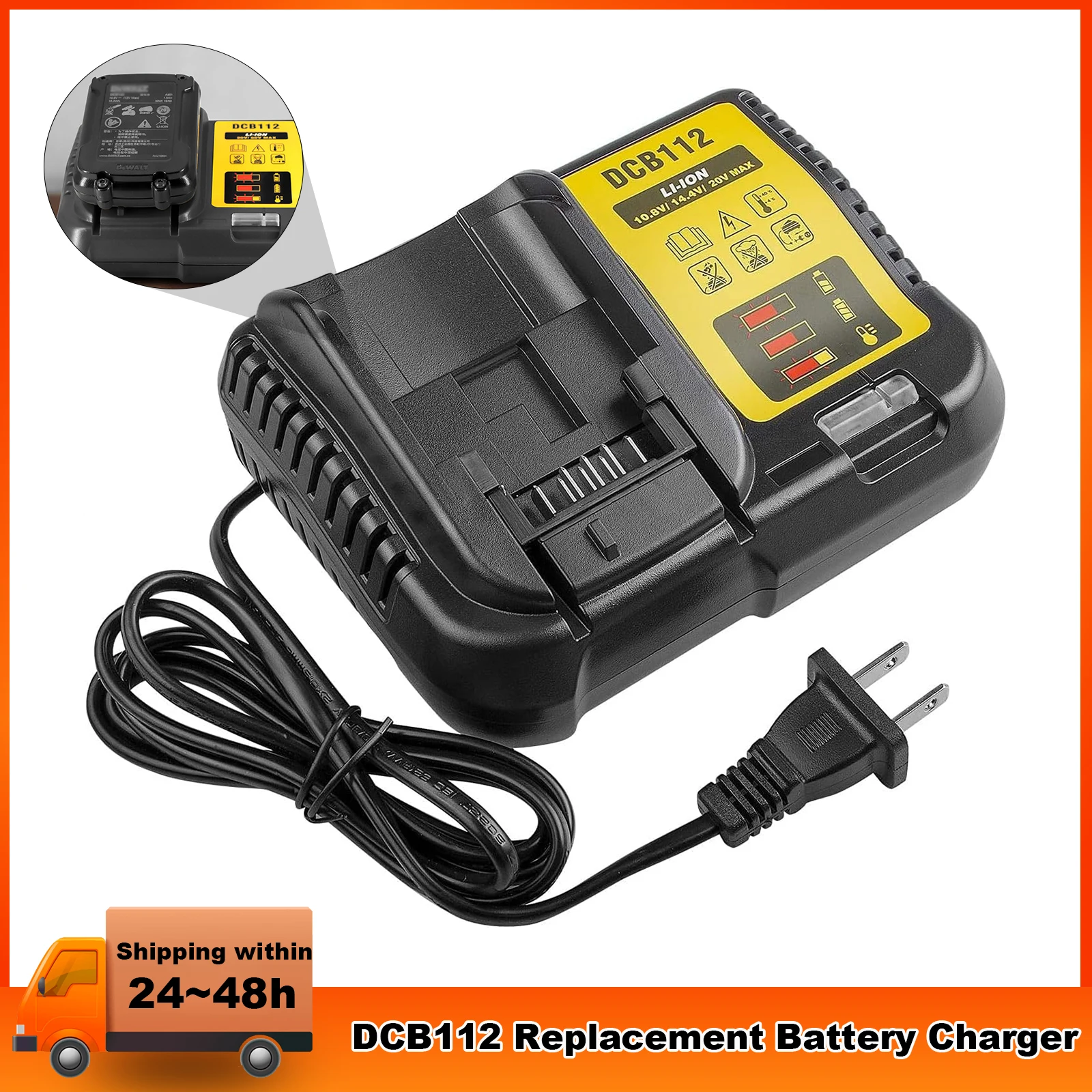 DCB112 Replacement Battery Charger for 20V Charger DCB101 DCB105 Suitable for Dewalt 10.8V 14.4V 18V DCB180 DCB120 DCB127 DCB200
