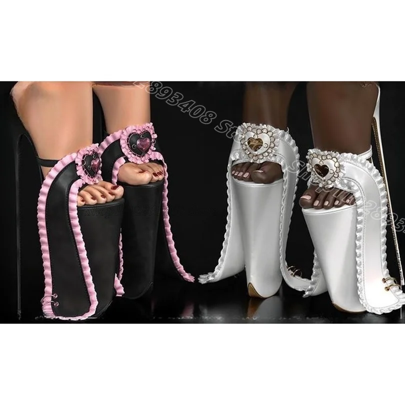 

Black Heart Shape Trim Slippers Platform New Stylish Solid High Heels Design for Women Sexy Slippers 2025 Zapatos Para Mujere
