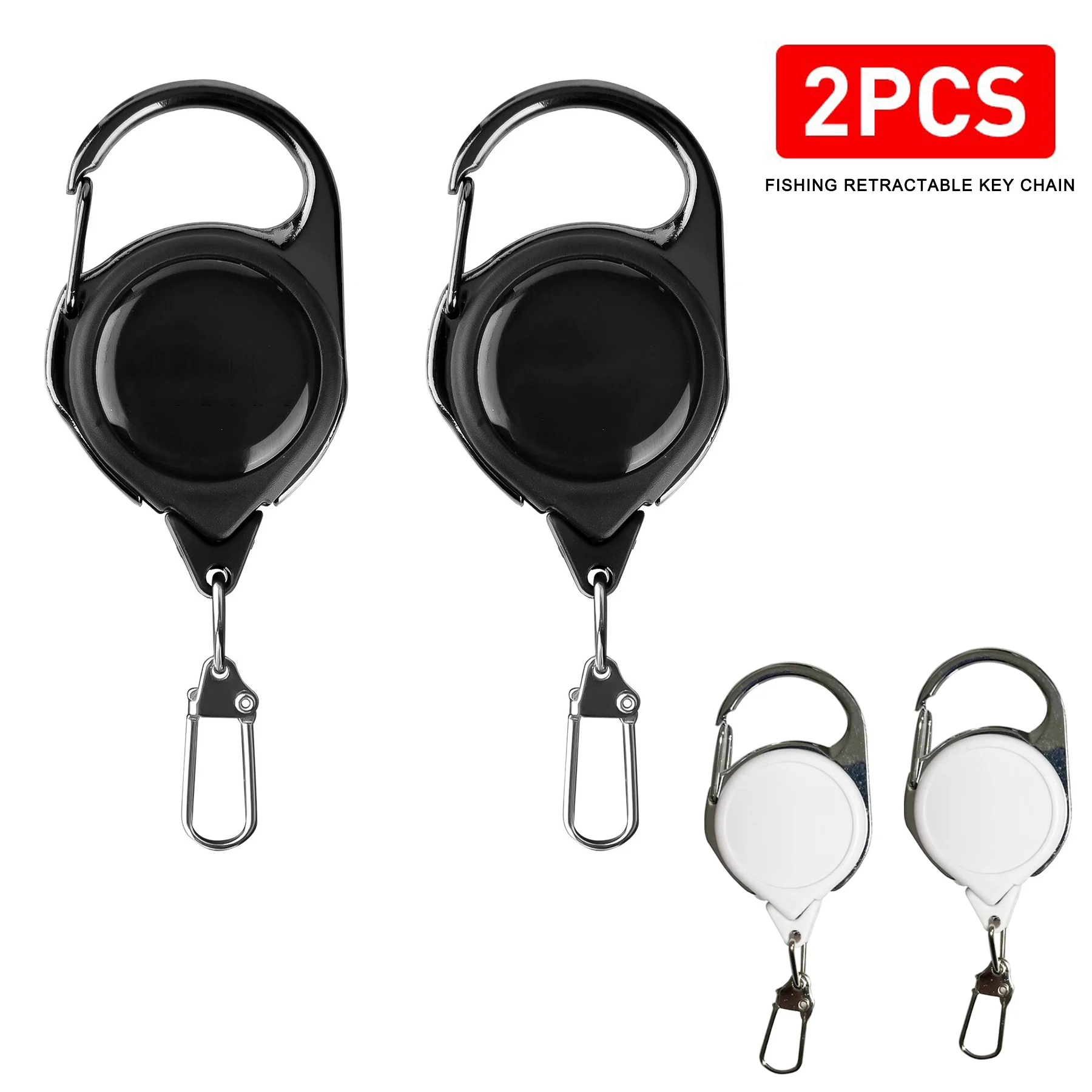 2pcs Fishing Retractable Key Chain with Antirust Spring Easy Release Badge Holder Fly Fishing Zinger Retractor Accessories