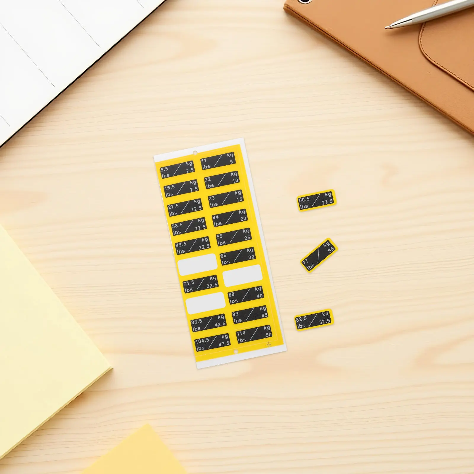 1Set Yellow Black Weight Stickers 50Kg to 110Kg 2.5kg Increments Gym Equipment Labels for Cable Machine Barbell Stack