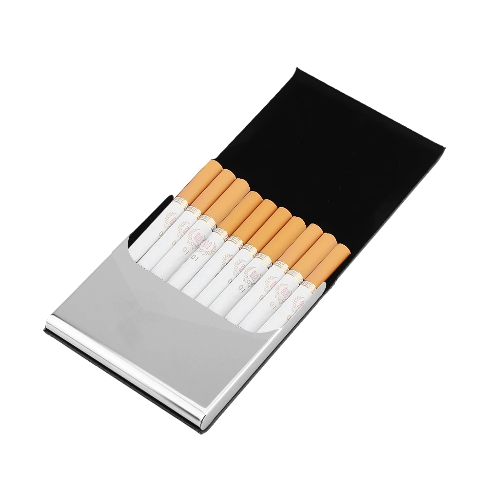Ultrathin Pocket Carrying Cigarette Box PU Leather Metal Frame 10 Regular Size view 4