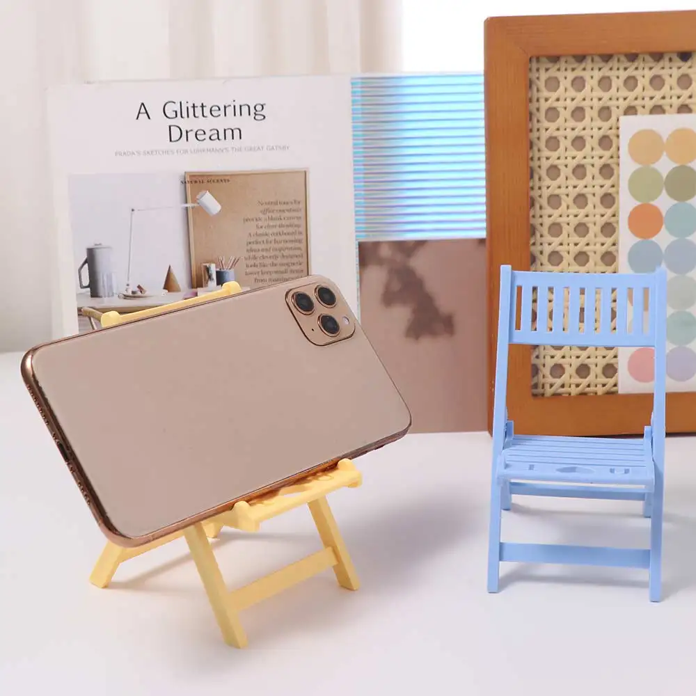 Plastic Cellphone Stand Multi-functional Desk Decor Chair Shape Phone Holer Folding Portable Cell Phone Bracket Girl Student