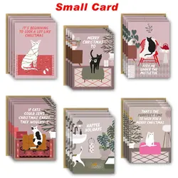 24pcs, cat funny holiday cards, Christmas cards with envelopes, christmas cards bulk, Christmas gift cards for cat parents