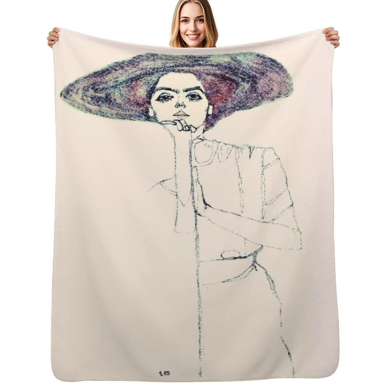 Egon Schiele Portrait of a Woman | Retro Portrait of a Girl Throw Blanket Thin Soft Blanket for Summer Night Sleeping