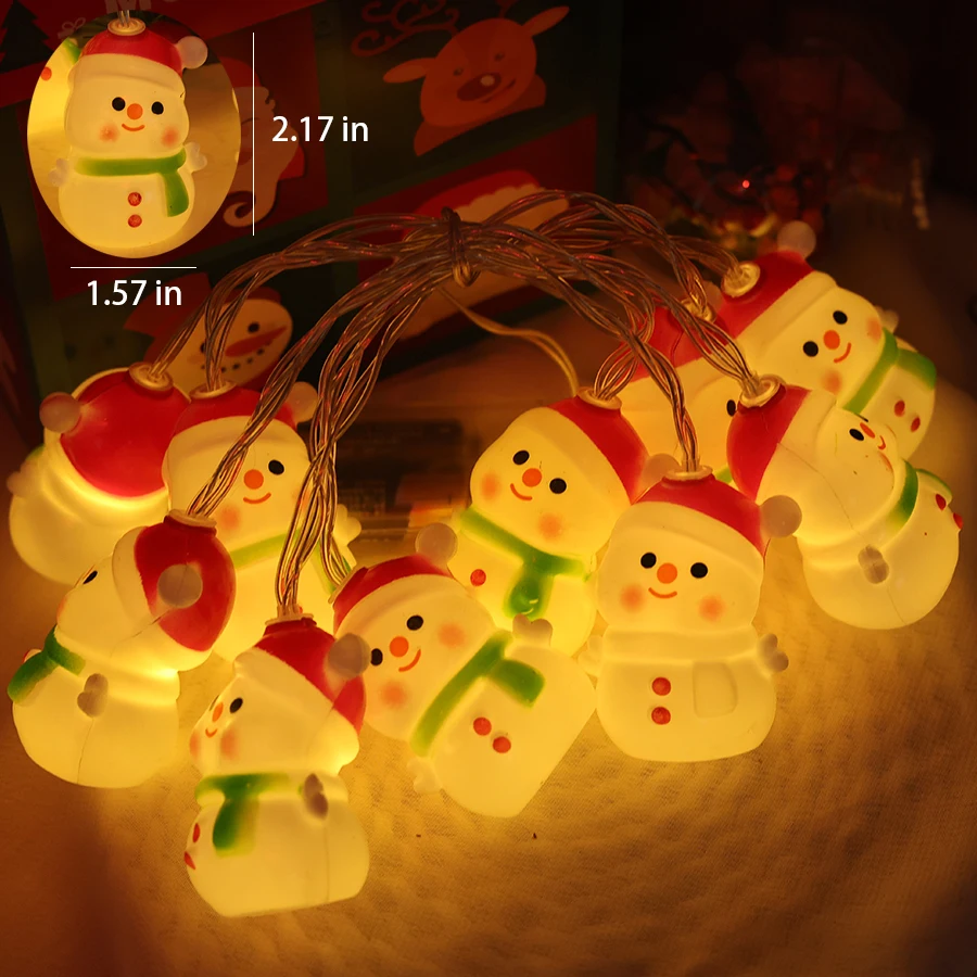 Guirlande lumineuse de noël LED, Arrangement de décoration d'arbre de noël en plein air, atmosphère de bonhomme de neige de noël, guirlande lumineuse colorée