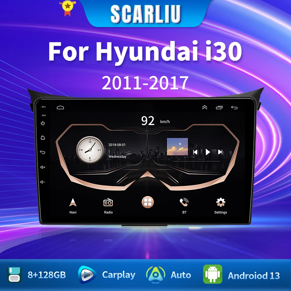 

For Hyundai Grand i30 2011-2017 Multimedia Video Player 2 Din Navigation 4G Carplay DVD Head Unit 2 Din Android 13 Car Radio