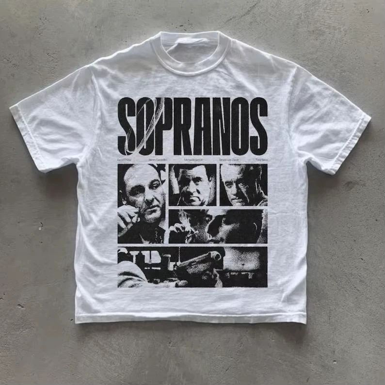 The Sopranos Classic TV Show Cotton T-shirt 2000s Graphic Print T-Shirt Summer Men Women Retro Television Merch Short Sleeve Top