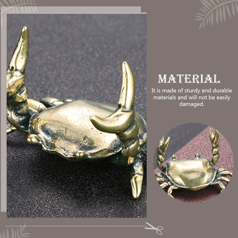 

Vintage Brass Crab Decoration Golden Chic Desktop Ornament Home Tabletop Decor Retro Car Showcase Accent Crab Decor