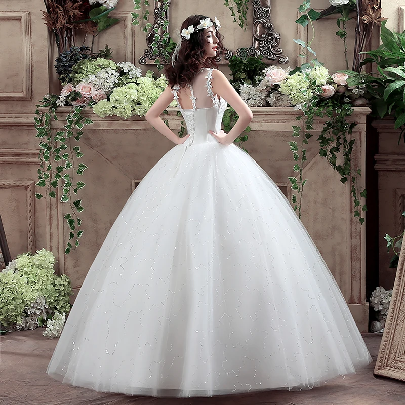 XXN-003#Sparkling Sequin Wedding Dress V-Neck Ivory White Ball Gown Party Prom Bride Getting Married Free Customize Plus Size