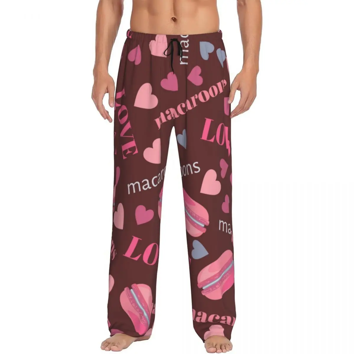 Tasty Macaroons Hearts And Love Men Sleep Bottoms Male Lounge Trousers Men's Pajama Pants