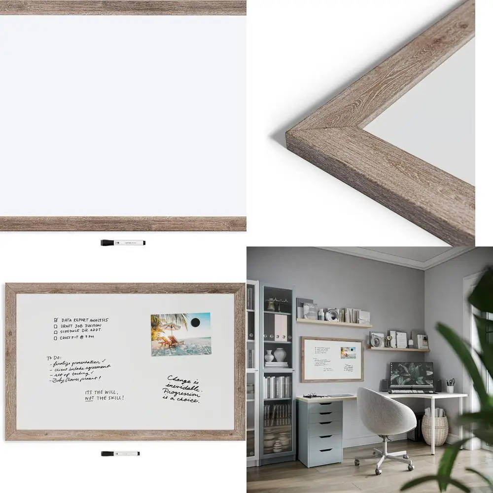 

Rustic Wooden Framed Magnetic Dry Erase Board, 36 x 48, White Board