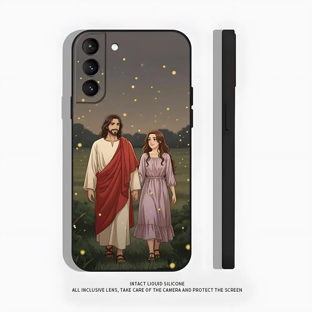 Cartoon Jesus Girl Phone Case For Samsung S25 Plus S20 S20 Plus S22 Ultra S23 FE S21 Plus S21 Ultra Soft Cover