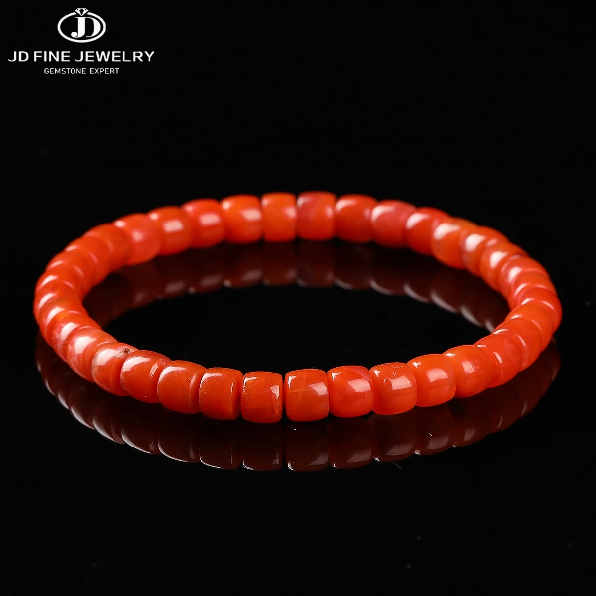 

JD Natural Stone South Red Agate Straight-Cut Beads Bracelet Women Vintage Chinese Chic Lucky Stretch Bracelets Authentic Gift