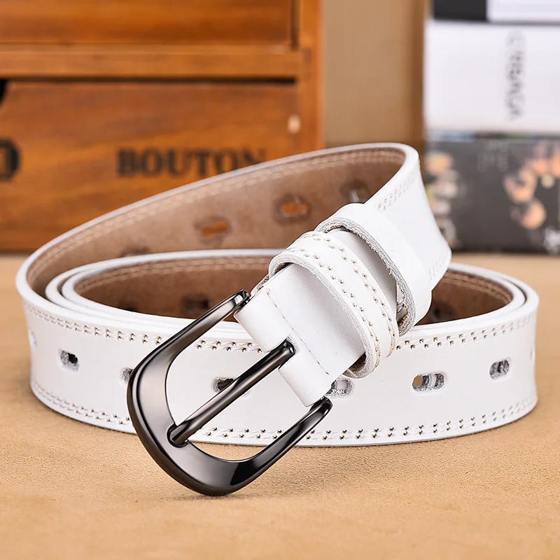 New Fashion All-match Belts For Women Genuine Leather Simple Black Alloy Pin Buckle Wide Woman Belt For Jeans Gift Luxury Belts