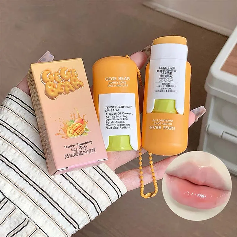ลิปบาล์ม Gegebear กลิ่นองุ่น ลิปสติกสี ผลไม้ บำรุงริมฝีปาก ชุ่มชื้น ป้องกันริมฝีปากแห้ง เซรั่มบำรุงริมฝีปาก ไพรเมอร์แต่งหน้า ลิปกลอสใส ให้ริมฝีปากอวบอิ่ม