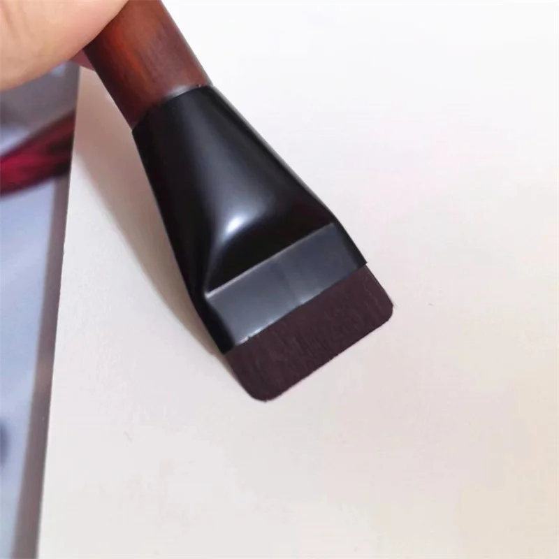 여성용 미니 플랫 탑 파운데이션 브러시, 초박형 파운데이션 브러시, 플랫 헤드 페이스 컨투어 브러시, 나무 손잡이, 메이크업 브러시